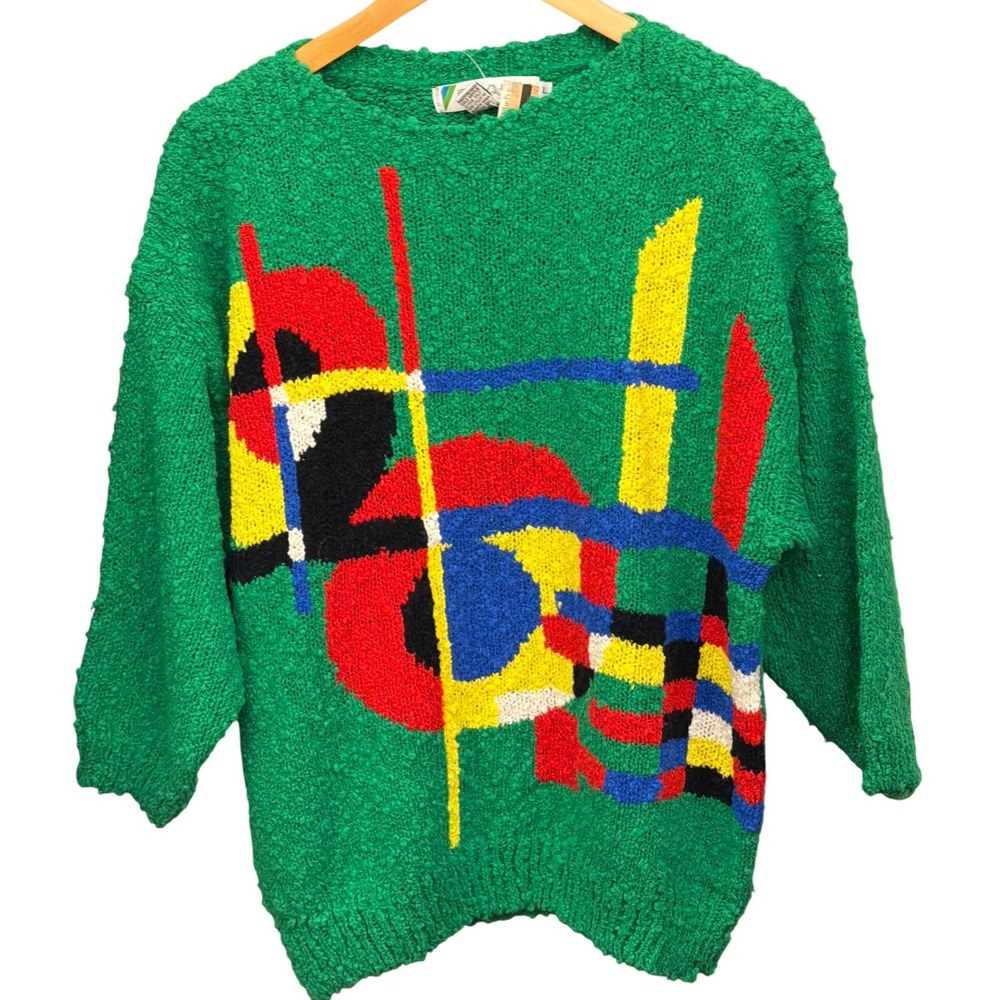 Vintage Chaus Sweater Abstract Geometric Pop Art Memphis Design Retro 80s 90s L